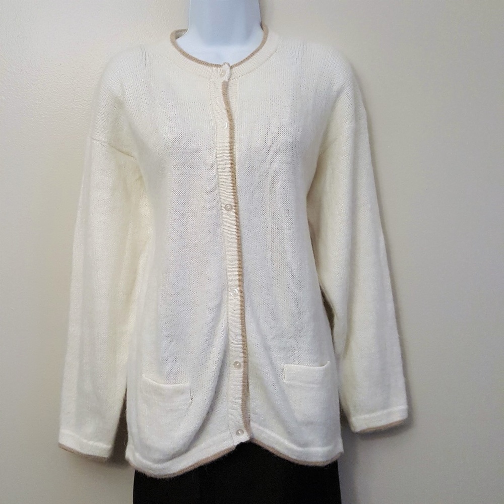 Peru Alpaca Cardigan Sweater Ivory Alpaquita S M